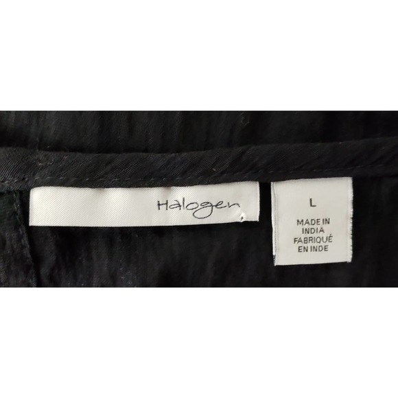 Halogen Blouse ~ Black Long Sleeve with Front Tuxedo Pleats ~ Size Large - Picture 6 of 7